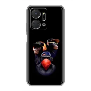 Чехол с Обезьянами Huawei Honor X7a - (AlphaPrint) (Три обезьяны)