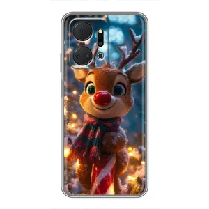 Яркий чехол для Huawei Honor X7a с Зимними Оленятами (Олень с шарфом)