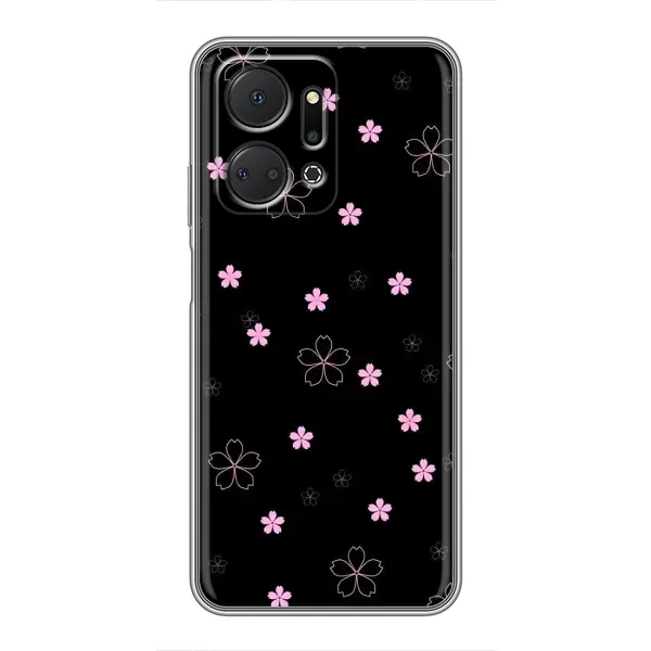 Чохол з принтом «Рожеві квіти на чорному» для Huawei Honor X7a