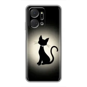 Чехол с принтом для Huawei Honor X7a (AlphaPrint) Модные коты (Силуэт котика)