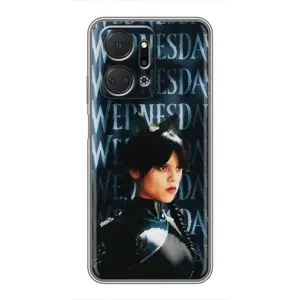 Чехлы Венсдей на Huawei Honor X7a Уэнсдей (AlphaPrint) (Уэнздей кошка)