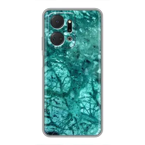 Мраморный чехол на Huawei Honor X7a (VPrint) (Зеленый мрамор)