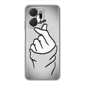 Чехол с принтом для Huawei Honor X7a (AlphaPrint - Знак сердечка) (Значок Love)