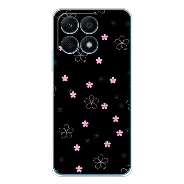 Чехол с принтом «Розовые цветы на черном» для Huawei Honor X8a