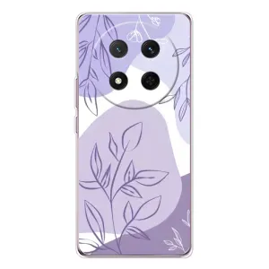 Силиконовый чехол с принтом в цветах на Huawei Honor X9c (Фиолетовые листья абстракция)