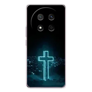 Чехол для Huawei Honor X9c (AlphaPrint) - (Христианские) (Крест и город)