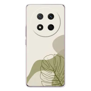 Силиконовый чехол с принтом в цветах на Huawei Honor X9c (Зеленая монстера дизайн)
