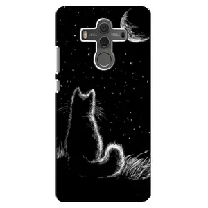 Чехол с принтом для Huawei Mate 10 (AlphaPrint) Модные коты (Котик и луна)