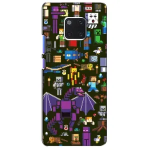 Чехол Майнкрафт на Huawei Mate 20 Pro, LYa-l09, LYA-L29 (AlphaPrint) Minecraft (Коллаж Майнкрафт)