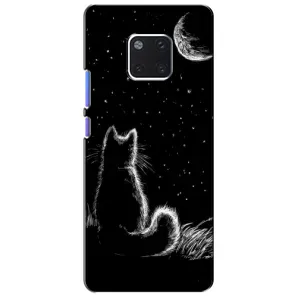 Чехол с принтом для Huawei Mate 20 Pro, LYa-l09, LYA-L29 (AlphaPrint) Модные коты (Котик и луна)