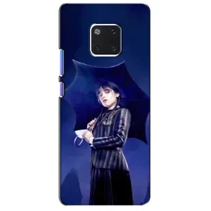 Чехлы Венсдей на Huawei Mate 20 Pro, LYa-l09, LYA-L29 Уэнсдей (AlphaPrint) (Уэнздей с зонтом)