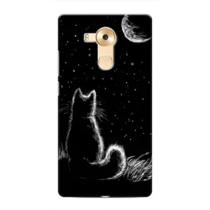 Чохол з принтом для Huawei Mate 8, NXT (AlphaPrint) Модні коти (Котик і місяць)