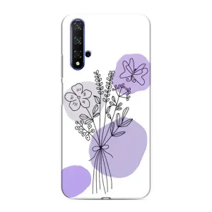 Силконовий чохол з принтом в квітах на Huawei Nova 5T (Букет фіолетова абстракція)