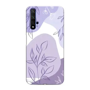 Силконовий чохол з принтом в квітах на Huawei Nova 5T (Фіолетове листя абстракція)