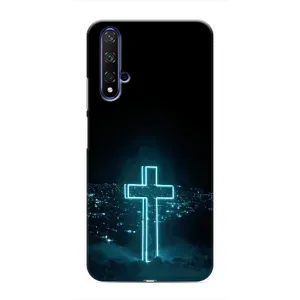 Чехол для Huawei Nova 5T (AlphaPrint) - (Христианские) (Крест и город)