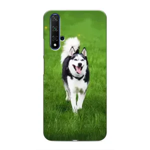 Чехол с Хаски для Huawei Nova 5T - (AlphaPrint) (Радостный Хаски)