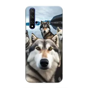 Чехол с Хаски для Huawei Nova 5T - (AlphaPrint) (Селфи ХАски)
