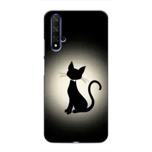 Чехол с принтом для Huawei Nova 5T (AlphaPrint) Модные коты (Силуэт котика)