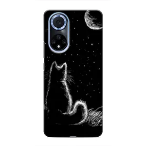 Чохол з принтом для Huawei Nova 9 SE (AlphaPrint) Модні коти (Котик і місяць)