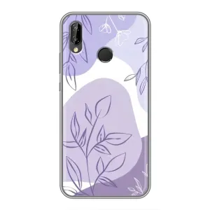 Силконовий чохол з принтом в квітах на Huawei P Smart 2019 (Фіолетове листя абстракція)