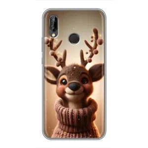 Яркий чехол для Huawei P Smart 2019 с Зимними Оленятами (Олень в свитере)
