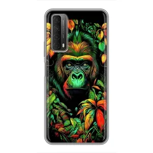 Чохол з Мавпами Huawei P Smart 2021 - (AlphaPrint) (Мавпа в квітах)