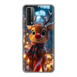 Яркий чехол для Huawei P Smart 2021 с Зимними Оленятами (Олень с шарфом)