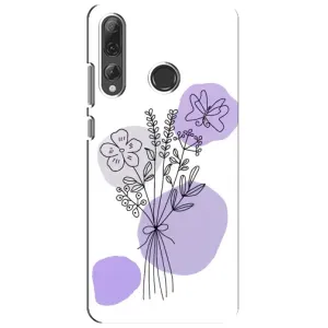 Силиконовый чехол с принтом в цветах на Huawei P Smart Plus 2019 (Букет фиолетовая абстракция)