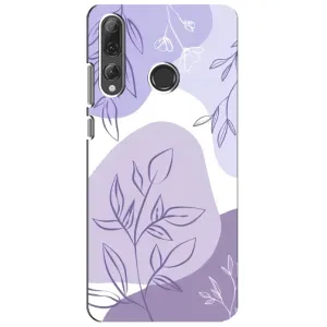 Силиконовый чехол с принтом в цветах на Huawei P Smart Plus 2019 (Фиолетовые листья абстракция)