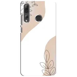 Силиконовый чехол с принтом в цветах на Huawei P Smart Plus 2019 (Нюдовая веточка абстракция)