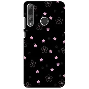 Чехол с розовым рисунком для Huawei P Smart Plus 2019 (Розовые цветы на черном)