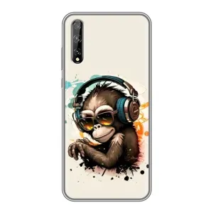 Чехол с Обезьянами Huawei P Smart Pro - (AlphaPrint) (Макака в наушниках)