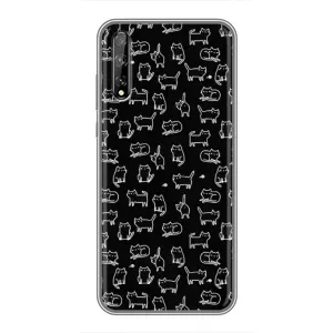 Чехол с принтом для Huawei P Smart Pro (AlphaPrint) Модные коты (Меленькие котики)