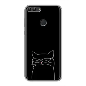 Чохол з малюнком кіт на Huawei P Smart, Enjoy 7s, FIG-LA1 (Байдужий кіт)