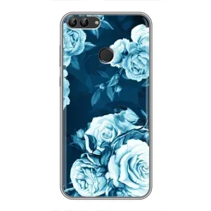 Чехлы (ART) Цветы на Huawei P Smart, Enjoy 7s, FIG-LA1 (VPrint) (Голубые Бутоны)