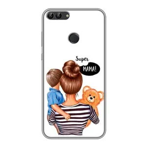 Чехол с печатью для Huawei P Smart, Enjoy 7s, FIG-LA1 - (Мама с ребенком) (AlphaPrint) (Мама с сыном)