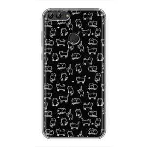 Чехол с принтом для Huawei P Smart, Enjoy 7s, FIG-LA1 (AlphaPrint) Модные коты (Меленькие котики)
