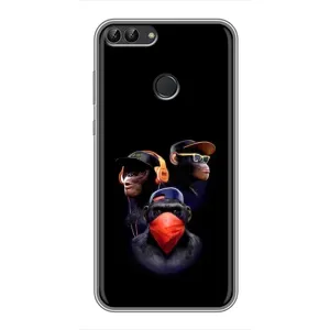 Чехол с Обезьянами Huawei P Smart, Enjoy 7s, FIG-LA1 - (AlphaPrint) (Три обезьяны)