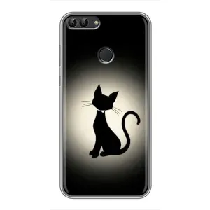 Чехол с принтом для Huawei P Smart, Enjoy 7s, FIG-LA1 (AlphaPrint) Модные коты (Силуэт котика)