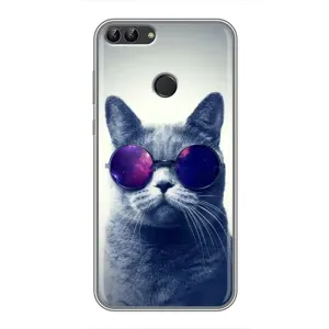 Чехол с принтом для Huawei P Smart, Enjoy 7s, FIG-LA1 (AlphaPrint) Модные коты (Стильный кот)