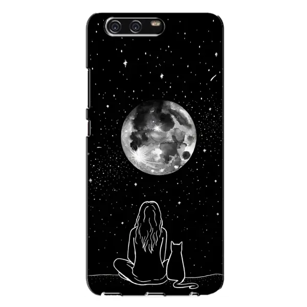 Чохол з принтом «Дівчина з котом» для Huawei P10 Plus (VKY)