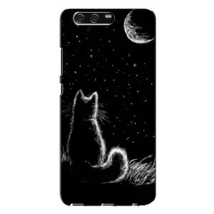 Чохол з принтом для Huawei P10 Plus, VKY (AlphaPrint) Модні коти (Котик і місяць)