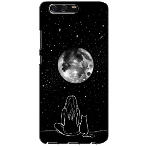Чехол с рисунком кот на Huawei P10, VTR (Девушка с котом)