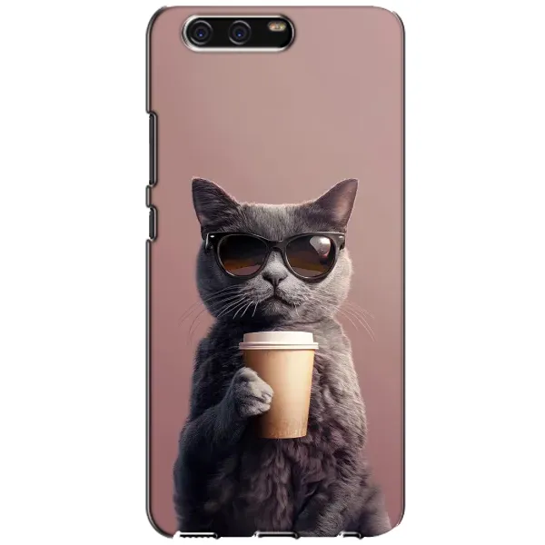 Чехол с принтом «Кот с кофе» для Huawei P10 (VTR)