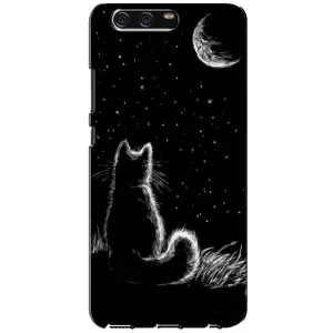 Чехол с принтом для Huawei P10, VTR (AlphaPrint) Модные коты (Котик и луна)