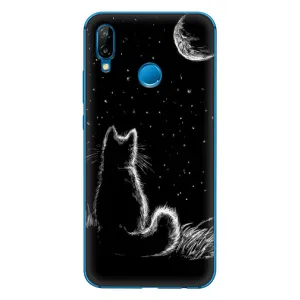 Чехол с принтом для Huawei P20 Lite (2019) (AlphaPrint) Модные коты (Котик и луна)