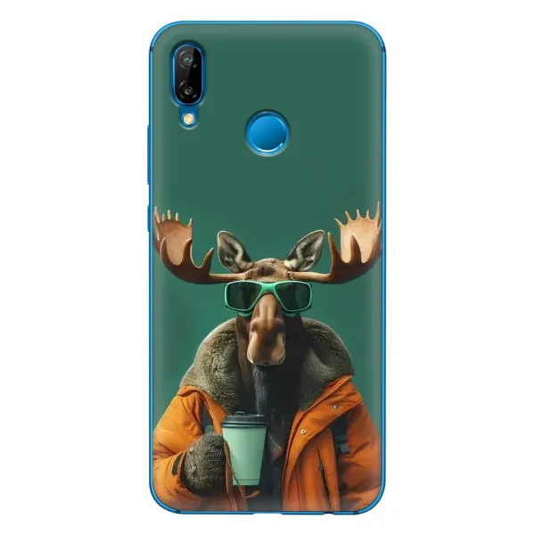 Чехол с принтом «Лось с кофе» для Huawei P20 Lite (2019)