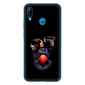 Чехол с Обезьянами Huawei P20 Lite (2019) - (AlphaPrint) (Три обезьяны)