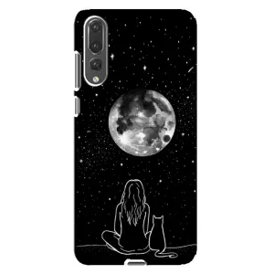 Чехол с рисунком кот на Huawei P20 Pro, CLT-L04 (Девушка с котом)