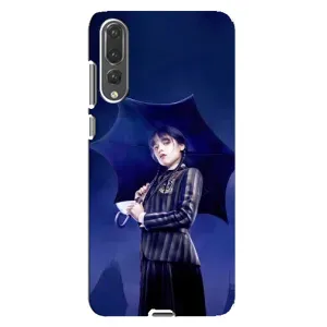 Чехлы Венсдей на Huawei P20 Pro, CLT-L04 Уэнсдей (AlphaPrint) (Уэнздей с зонтом)
